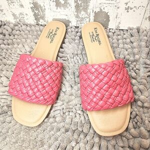 Kim Rogers Women's Woven Coral Hot Pink Sandals Womens Sz 8.5